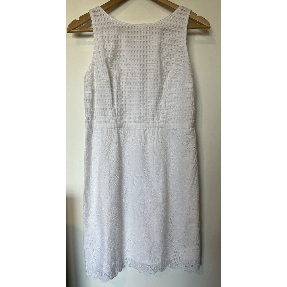 Ann Taylor LOFT White Eyelet Lace Sleeveless Sheath Dress Size 2